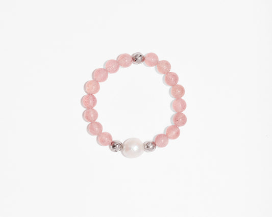 NYIMA（太陽）｜珍珠x草莓晶 ｜彈力繩設計