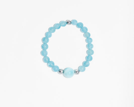 NAMKHA 天空｜海紋石x海藍寶 ｜彈力繩設計