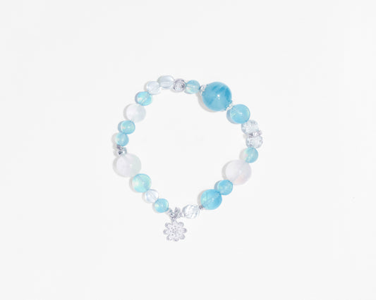 海藍寶藍月光小花手串｜彈力繩設計