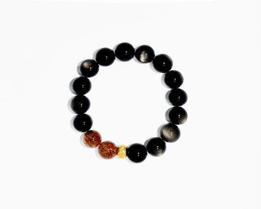 黑曜石超七手串 ｜彈力繩設計