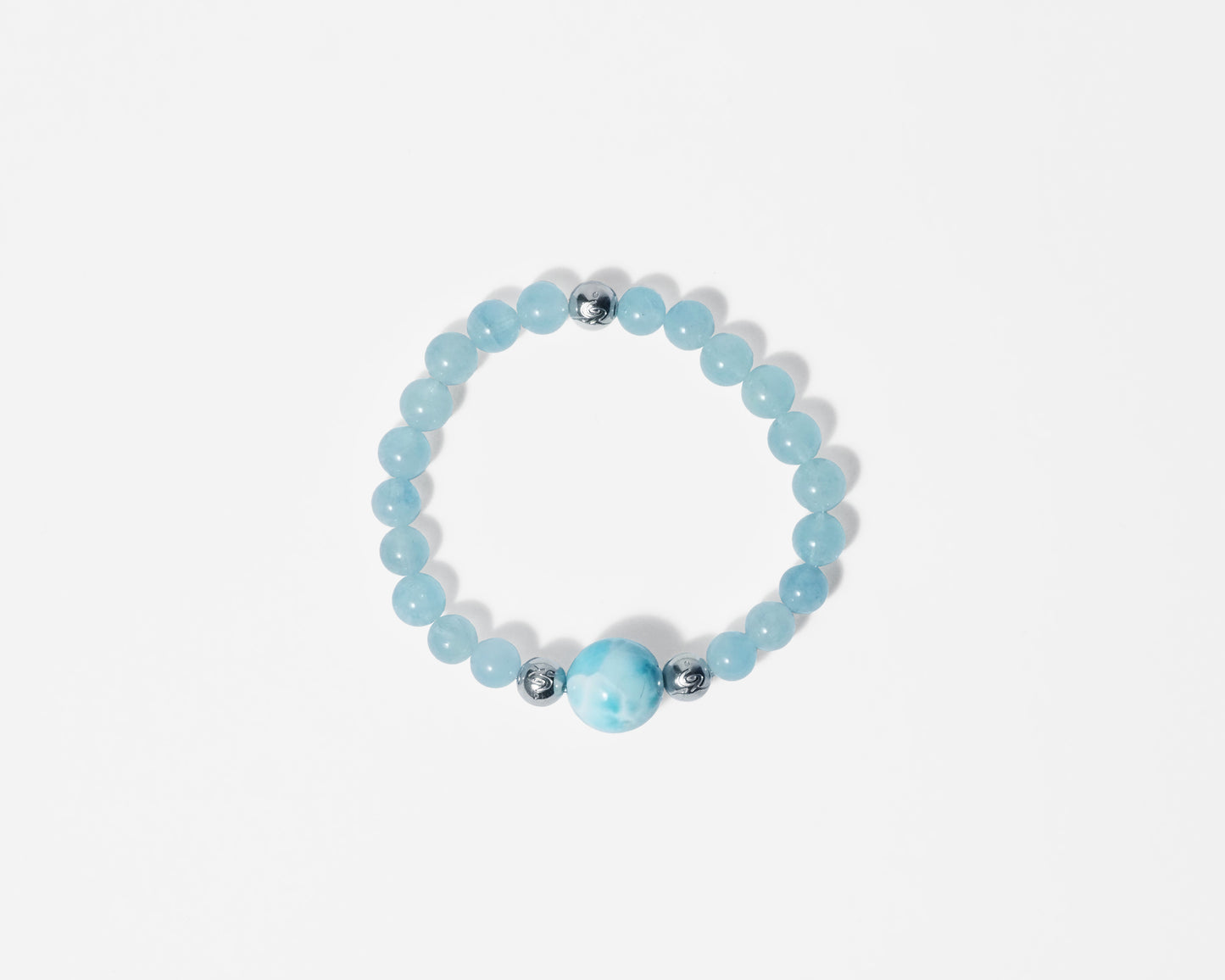 NAMKHA 天空｜海紋石x海藍寶 ｜彈力繩設計