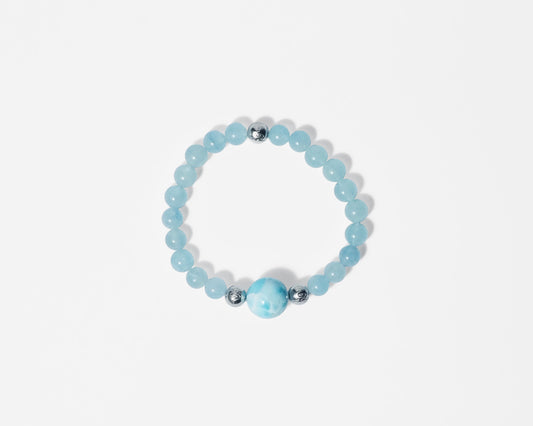 NAMKHA 天空｜海紋石x海藍寶 ｜彈力繩設計